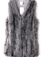 Gilet fausse fourrure femme Manteau gris Polyester veste fausse fourrure
