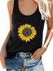 Gilet Haut Top Sexy Camisole Imprimé Fleurie Femme avec Bretelles à Col Rond Bicolores Haut Sexy
