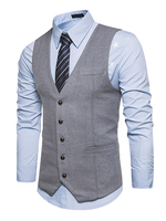 Gilet homme 2021 Veste Col V bouton poche régulier slim gris clair
