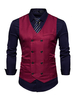 Gilet homme Bourgogne 2021 Veste satin Blazer Col V Long Double Breasted sans manches Blazer