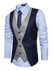 Gilet homme marine foncé 2021 Gilet satin Col V Bicolore faux 2 pièces Style