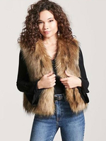 Gilet Manteaux En Fausse Fourrure Café Marron Sans Manches Veste Hiver