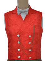 Gilet rétro rouge jacquard imprimé fleuri Déguisements Halloween