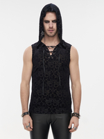 Gilet sans manches en maille ajourée en soie pour homme style punk rock