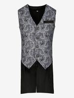 Gilet sans manches en polyester et fibre de polyester imprimé floral vintage noir vintage costumes rétro pour homme