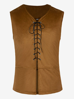 Gilet Vintage Top Rétro À Lacets Sans Manches Polyester Fibre Gilet Rétro Costumes Pour Homme