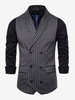 Gilets Habillés Hommes Business Confortable Col Rabattu Bouton Gris Foncé Rayure