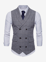 Gilets Habillés Hommes Col Rabattu Boutons Gris Clair Mariage Formel Cérémonie