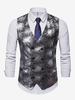 Gilets Habillés Hommes Mariage Confortable Col En V Boutons Argent Imprimé