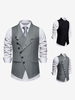 Gilets Habillés Hommes Soirée Cérémonie Formelle Col Rabattu Boutons Gris