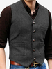 Gilets habillés pour hommes Mariage Confortable Col en V Boutons Café Marron