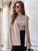 Gilets Manteau Fausse Fourrure Femmes Hivers sans Manches Unicolore Fermeture avec Bouton Gilets Manteau Fausse Fourrure