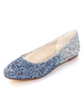 Glitter Ballet Flats Blue Round Toe Chaussures de mariage Femmes Chaussure de bal