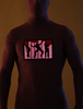 Glow Spandex Lycra pourpre dans le sombre EL animé panneau grande Raver unisexe Zentai Jumpsuits Déguisements Halloween