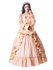 Golden Retro Costumes Noeuds Volants Satin Pageant Robe Victorienne Imprimé Floral Femmes Vintage Vêtements Déguisements Halloween