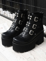 Gothic Lolita Boots Rivet Buckle Synthétique Cuir Lolita Footwear Déguisements Halloween