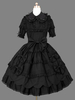 Gothic Lolita Casual robe noire manches courtes en coton Mélange Lolita Déguisements Halloween
