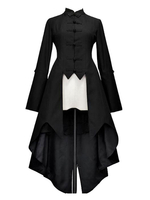 Gothic Lolita Coats Trenchs noirs High Low Ruffle Cotton Winter Lolita Outwears Déguisements Halloween