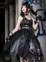 Gothic Lolita JSK Dress Black Polyester Daily Casual Jupes Lolita Jumper