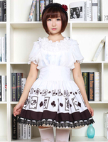 Gothic Lolita Jupe Poker imprimé taille haute Milanoo Lolita jupe dentelle noir Lolita garniture porte jupe Déguisements Halloween