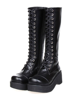 Gothic Lolita noir bottes plate-forme lacet Zip conçu Déguisements Halloween