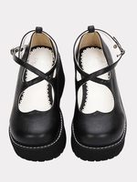 Gothic Lolita Shoes Black Cross plate-forme Wedge Lolita Chaussures Round Toe Lolita pompes Déguisements Halloween