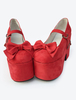 Gothic Lolita Shoes Chaussures pour haute plate-forme Lolita velours Bourgogne avec Bow Déguisements Halloween