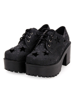 Gothic Lolita Shoes Motif Starlet Découpé Lace Up Noir Lolita Flatform Chaussures Déguisements Halloween