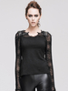 Gothic Top Déguisements Halloween Costume Femmes Noir Manches Longues Spider Web Patchwork T Shirt