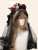 Gothique Lolita Accessoires Black Rose Lace Headwear Polyester Divers