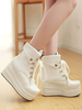 Gothique Lolita Bottes Compensées Blanc Lacets Bout Rond En Cuir Synthétique Lolita Chaussures Déguisements Halloween