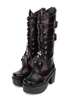 Gothique Lolita Bottes Oeillet Cross Lace Up Buckle Platform Chunky à talons hauts noir Lolita Chaussures Déguisements Halloween