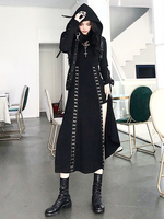 Gothique lolita cardigan noir motif métallique manches longues à capuchon