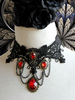 Gothique Lolita Choker Détail en métal Jewel Lace Lolita noir collier Déguisements Halloween