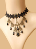 Gothique Lolita Choker Détail Métal Bijou Dentelle Noir Lolita Choker Collier Déguisements Halloween