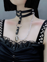 Gothique Lolita Choker Rivets Détails Métalliques Métallique Choker Métal Divers Accessoires Lolita Noirs