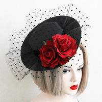 Gothique Lolita Coiffe Fleur Corduroy Noir Lolita Voile Déguisements Halloween