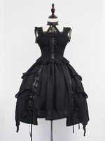 Gothique Lolita JSK Robe Dentelle Volants Lolita Jumper Jupes Déguisements Halloween