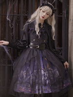 Gothique Lolita JSK Robe Ensemble 3 pièces Polyester Cummerbund Cover-Up Jumper Noir Lolita Jumper Jupe