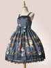 Gothique Lolita JSK Robe Religieuse Infanta Floral Print Plissé Lolita Jumper Jupes Déguisements Halloween