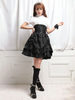 Gothique Lolita Jupe Volants Ruché Lace Up Layered Noir Lolita Bottom Déguisements Halloween