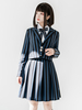 Gothique Lolita Manteaux Bleu Polyester Pardessus Manteau Rayures Printemps Lolita Outwears