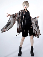 Gothique Lolita Manteaux Gris Manteau Croix Pardessus Polyester Été Lolita Outwears
