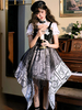 Gothique Lolita Op Robe Black Bows à manches courtes Polyester Lolita One Piece Robe