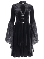 Gothique Lolita OP Robe Noir Lace Cut Out Metal Details Lolita Robes une pièce Déguisements Halloween
