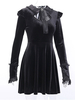 Gothique Lolita OP Robe Velour Noir à Volants Lolita Robes une pièce Déguisements Halloween
