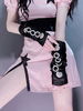 Gothique Lolita Oversleeves Metal Details Oeillets Polyester Fiber Metallic Divers Black Lolita Accessories