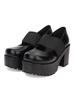 Gothique Lolita Pompes Round Toe Band Platform Chunky à talons hauts Synthétique noir Lolita chaussures Déguisements Halloween