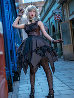 Gothique Lolita Robe Sept Péchés Sans manches Imprimé Fleur en Polyester Lolita Jupes