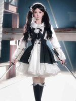 Gothique Lolita Robes Fleurs Volants Noir Noir